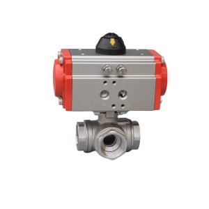 Stainless Steel 304 Pneumatic 3-Way Ball Valve Q614F-16P DN25 PN16