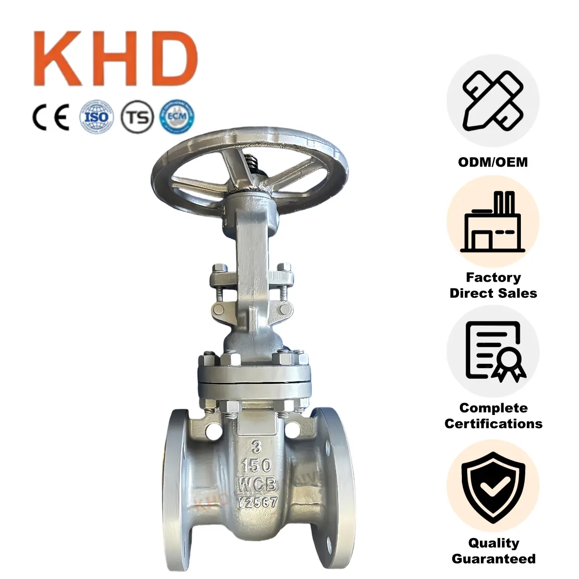Carbon Steel WCB Flanged Gate Valve Z41H-150LB NPS 3 Class 150 (Gray epoxy)